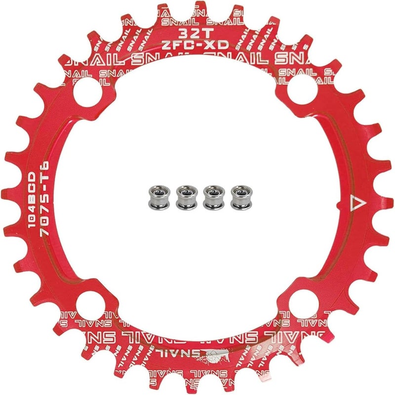 FOMTOR 104 BCD Chainring (30-52T) 7-12 Speed Compatible CNC 7075 Aluminum Narrow Wide Tooth Round Oval Chainrings for MTB/Road Bike Ebike Chainwheel Black/Red - Image 1